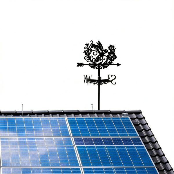 Bird Weathervane 26" Black Metal Hummingbird Flower BEUNITONE Garden-5
