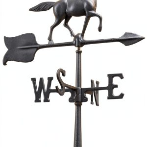 Whitehall Products Horse Weathervane 24-Inch Black Aluminum-0