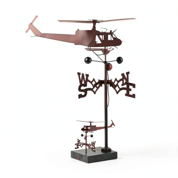 Stainless Steel Helicopter Weathervane Faruxue 50x35cm Garden Stake-3