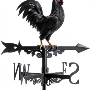 3D Rooster Weathervane beinkmake Wind Vane Black Rust-Resistant-0