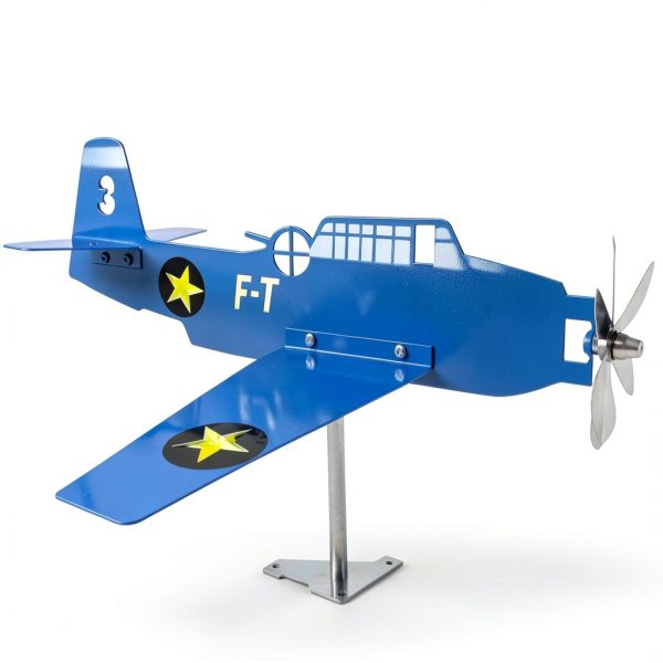 Metal Airplane Garden Weathervane by HEEPDD Rotating Wind Spinner Blue-1