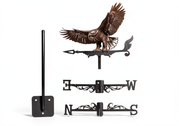 Wind Weathervanes for Roofs Mount with Creative Black Eagle Shapes & Metal Material, Mini Weather Vain Vein for Sheds, Courtyard, and Garden Fence Decoration Outdoor (Eagle, 1PC)-1