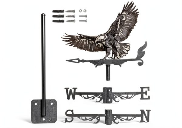 Wind Weathervanes for Roofs Mount with Creative Black Eagle Shapes & Metal Material, Mini Weather Vain Vein for Sheds, Courtyard, and Garden Fence Decoration Outdoor (Eagle, 1PC)-4