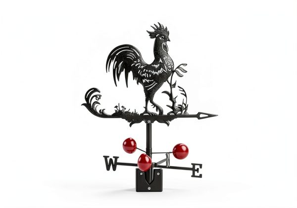 Rooster Weather Vane Roof Mount by Qivine Metal Black 12.5in-4