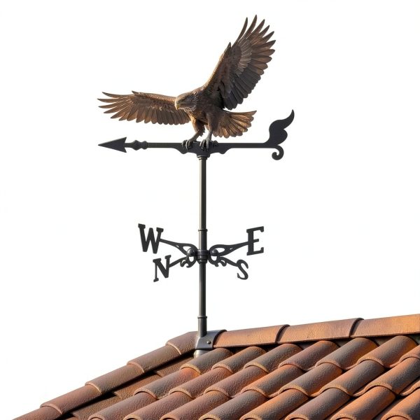 Wind Weathervanes for Roofs Mount with Creative Black Eagle Shapes & Metal Material, Mini Weather Vain Vein for Sheds, Courtyard, and Garden Fence Decoration Outdoor (Eagle, 1PC)-3