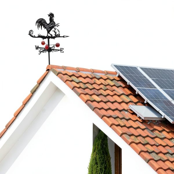 Rooster Weather Vane Roof Mount by Qivine Metal Black 12.5in-5