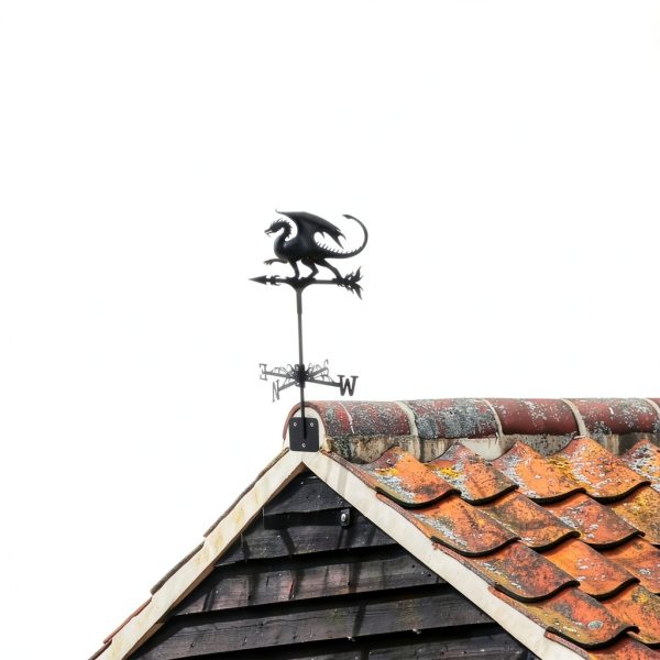 Dragon Wind Weathervanes for Roofs Mount, Mini Weather Vain Vein with Creative Shapes & Metal Material for Sheds, Courtyard & Garden Fence Decoration Outdoor (Black, 1PC)-3