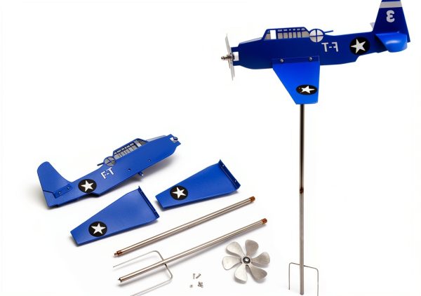 Metal Airplane Garden Weathervane by HEEPDD Rotating Wind Spinner Blue-3