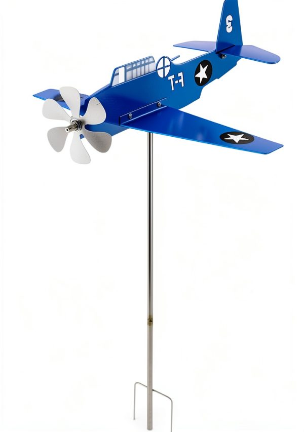 Metal Airplane Garden Weathervane by HEEPDD Rotating Wind Spinner Blue-0