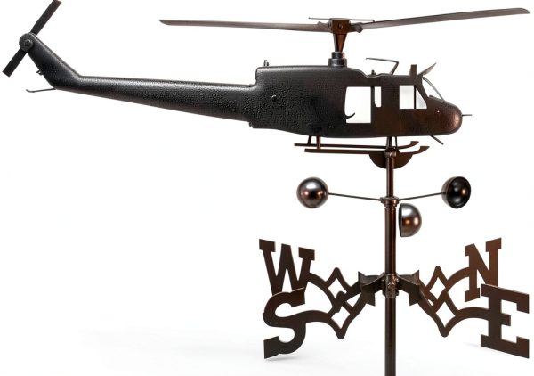 Stainless Steel Helicopter Weathervane Faruxue 50x35cm Garden Stake-0