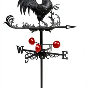 Rooster Weather Vane Roof Mount by Qivine Metal Black 12.5in-0
