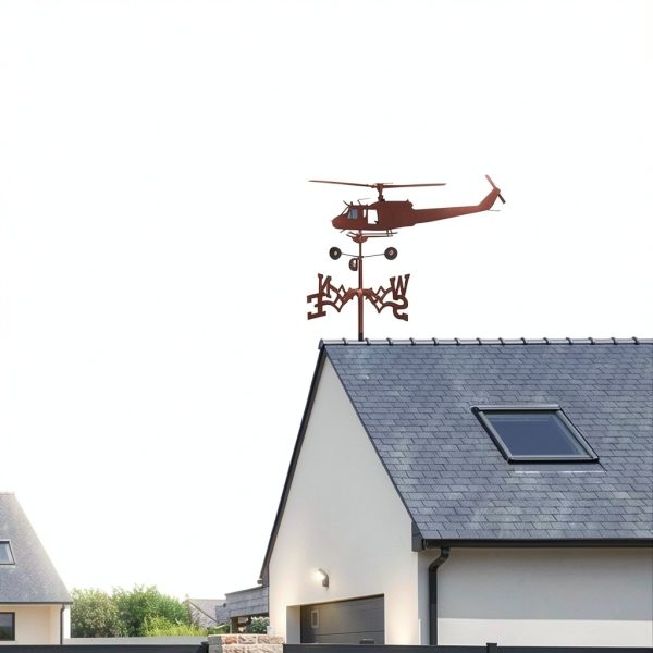 Stainless Steel Helicopter Weathervane Faruxue 50x35cm Garden Stake-2