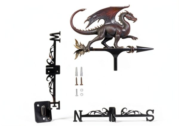 Dragon Wind Weathervanes for Roofs Mount, Mini Weather Vain Vein with Creative Shapes & Metal Material for Sheds, Courtyard & Garden Fence Decoration Outdoor (Black, 1PC)-7