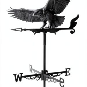 Wind Weathervanes for Roofs Mount with Creative Black Eagle Shapes & Metal Material, Mini Weather Vain Vein for Sheds, Courtyard, and Garden Fence Decoration Outdoor (Eagle, 1PC)-0