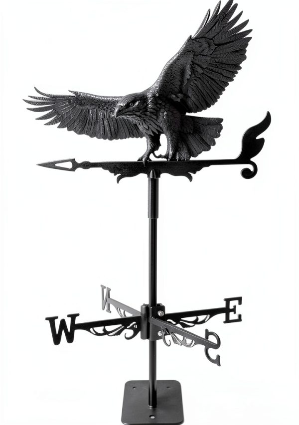 Wind Weathervanes for Roofs Mount with Creative Black Eagle Shapes & Metal Material, Mini Weather Vain Vein for Sheds, Courtyard, and Garden Fence Decoration Outdoor (Eagle, 1PC)-0