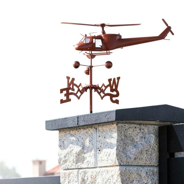 Stainless Steel Helicopter Weathervane Faruxue 50x35cm Garden Stake-1