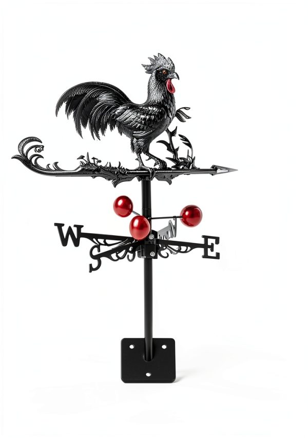Rooster Weather Vane Roof Mount by Qivine Metal Black 12.5in-6