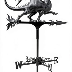 Dragon Wind Weathervanes for Roofs Mount, Mini Weather Vain Vein with Creative Shapes & Metal Material for Sheds, Courtyard & Garden Fence Decoration Outdoor (Black, 1PC)-0