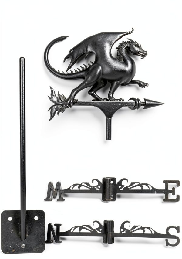 Dragon Wind Weathervanes for Roofs Mount, Mini Weather Vain Vein with Creative Shapes & Metal Material for Sheds, Courtyard & Garden Fence Decoration Outdoor (Black, 1PC)-6